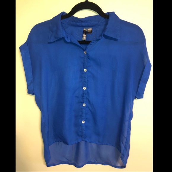 FULL TILT sheer short sleeve button down - Picture 3 of 7